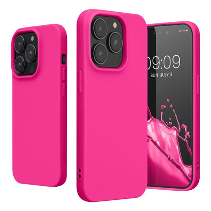 Husa pentru Apple iPhone 14 Klevo, Liquid Silicone, cu Microfibra pe interior, Protectie Antisoc, Roz-Fuchsia