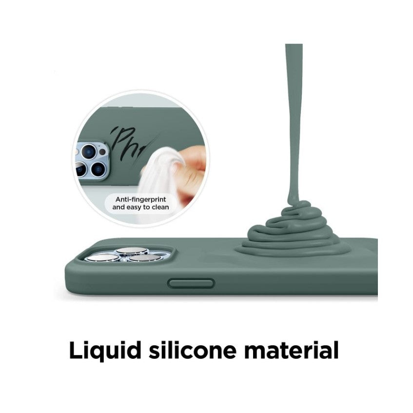 Husa pentru Apple iPhone 14 Plus Klevo, Liquid Silicone, cu Microfibra pe interior, Protectie Antisoc, Dark Green, Verde inchis