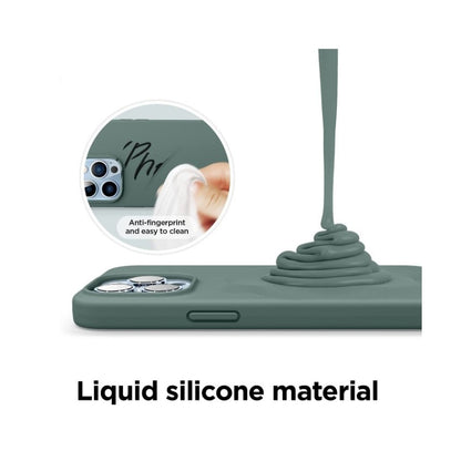 Husa pentru Apple iPhone 14 Plus Klevo, Liquid Silicone, cu Microfibra pe interior, Protectie Antisoc, Dark Green, Verde inchis