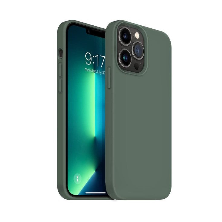 Husa pentru Apple iPhone 14 Plus Klevo, Liquid Silicone, cu Microfibra pe interior, Protectie Antisoc, Dark Green, Verde inchis