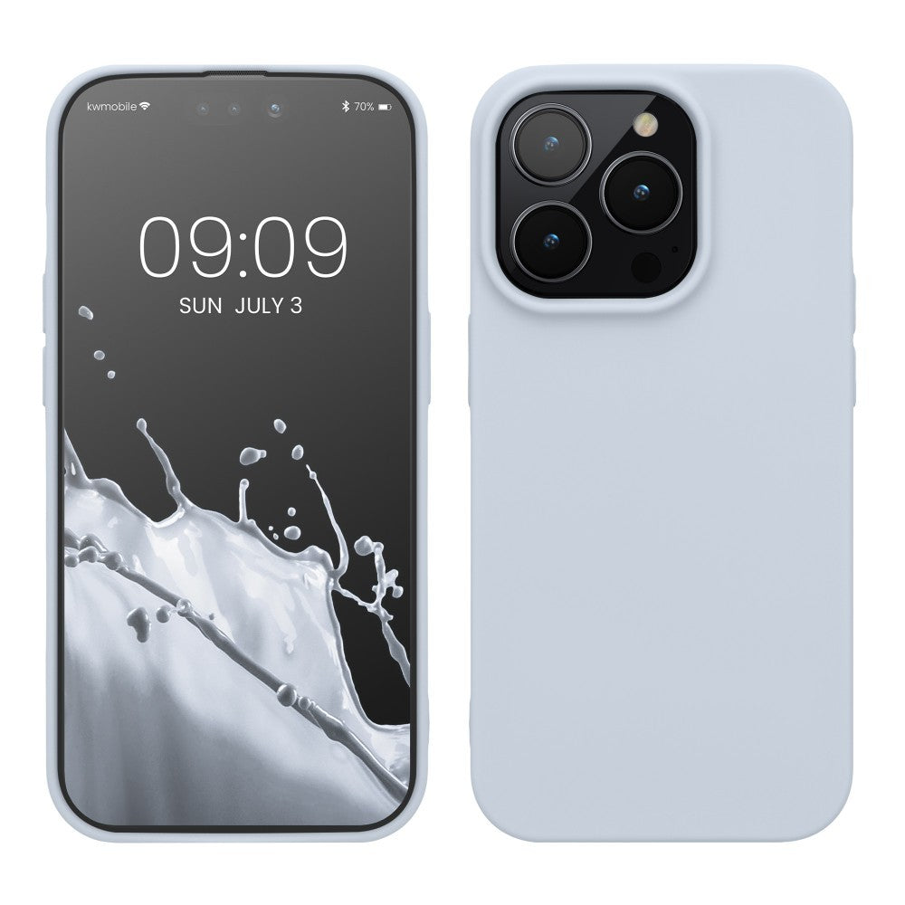 Husa pentru Apple iPhone 14 Pro Klevo, Liquid Silicone, cu Microfibra pe interior, Protectie Antisoc, Grey, Gri