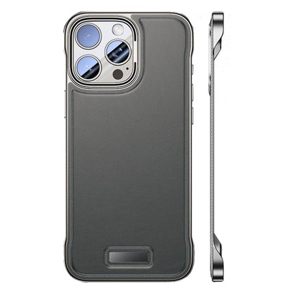 Husa pentru iPhone 15, husa de protectie pentru telefon, Klevo, Design Modern fara margini, din Piele PU,  Subtire, Gri