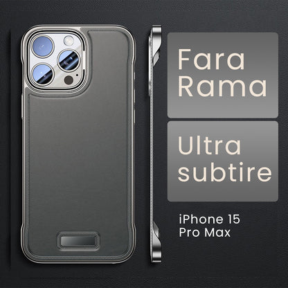 Husa pentru iPhone 15 Pro Max, husa de protectie pentru telefon, Klevo, Design Modern fara margini, din Piele PU, Subtire, Gri