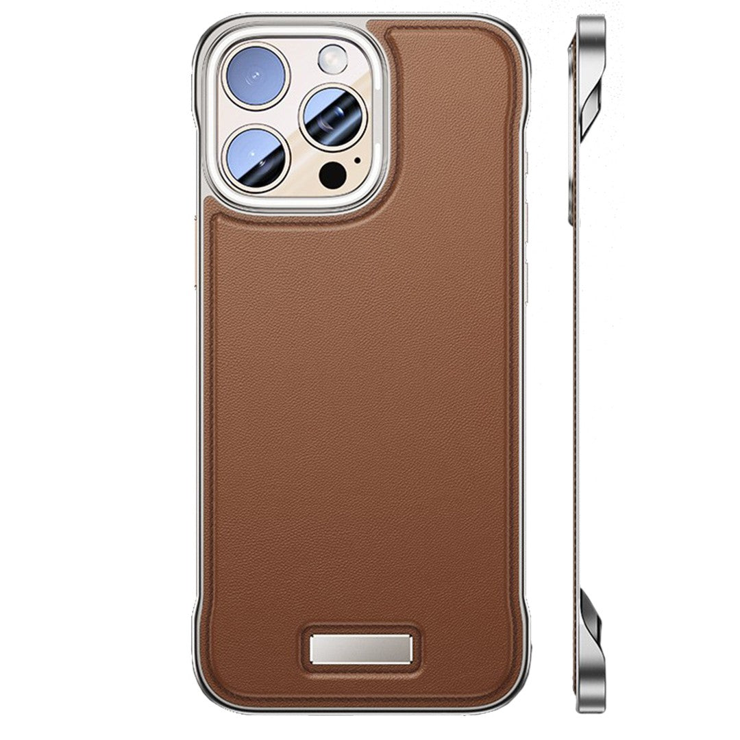 Husa pentru iPhone 15 Pro Max, husa de protectie pentru telefon, Klevo, Design Modern fara margini, din Piele PU, Subtire, Maro