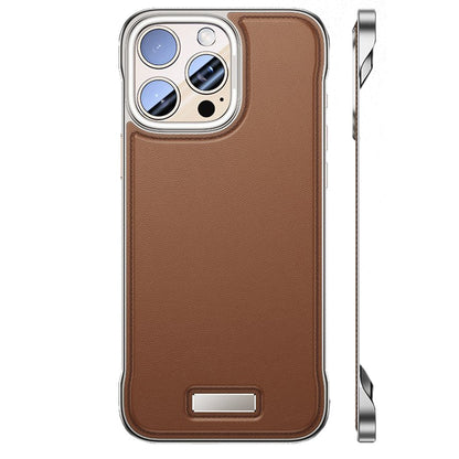 Husa pentru iPhone 15 Pro Max, husa de protectie pentru telefon, Klevo, Design Modern fara margini, din Piele PU, Subtire, Maro