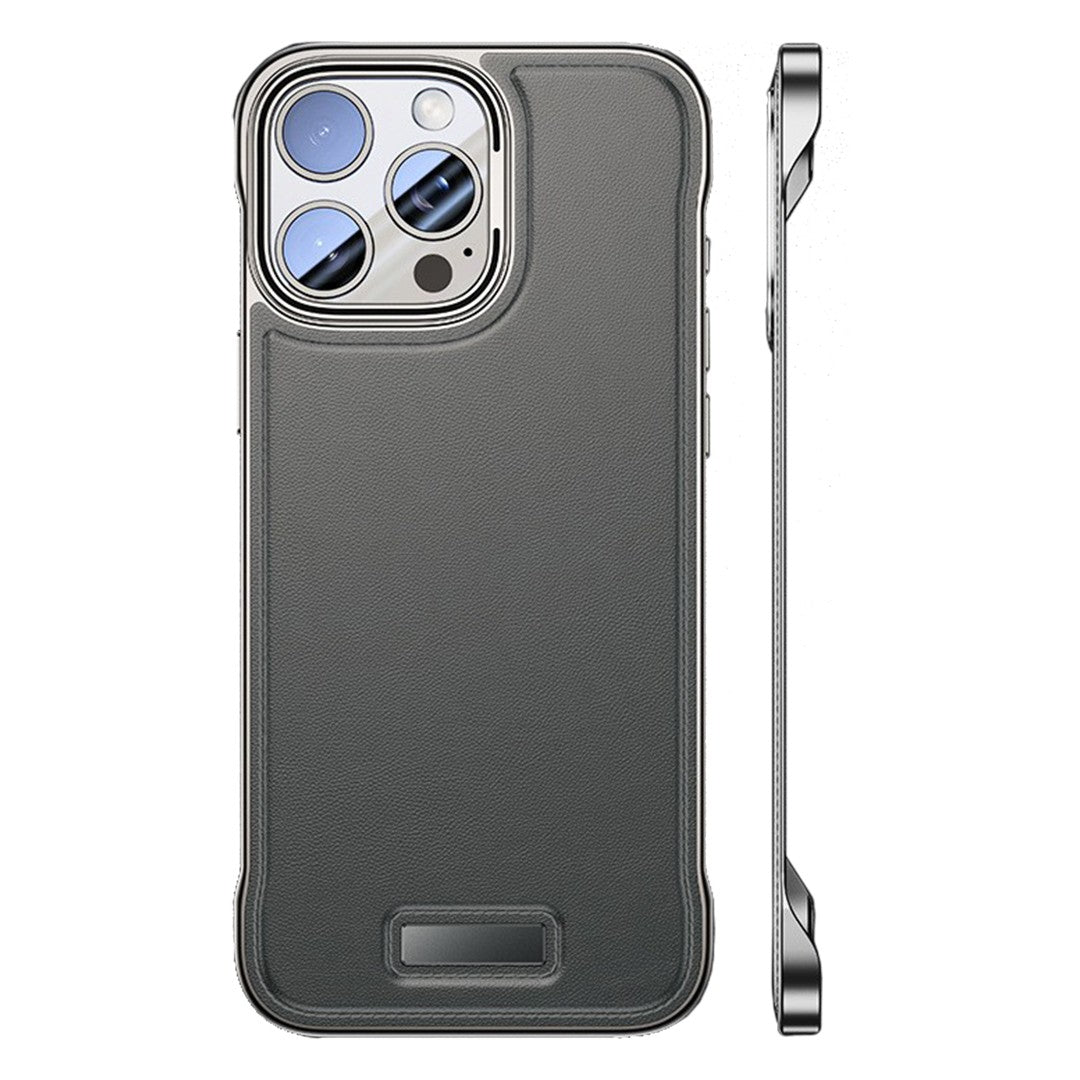 Husa pentru iPhone 15 Pro Max, husa de protectie pentru telefon, Klevo, Design Modern fara margini, din Piele PU, Subtire, Gri