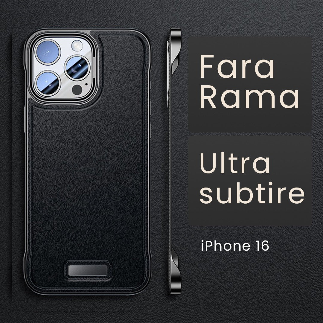 Husa pentru iPhone 16, husa de protectie pentru telefon, Klevo, Design Modern fara margini,din Piele PU,  Subtire, Negru