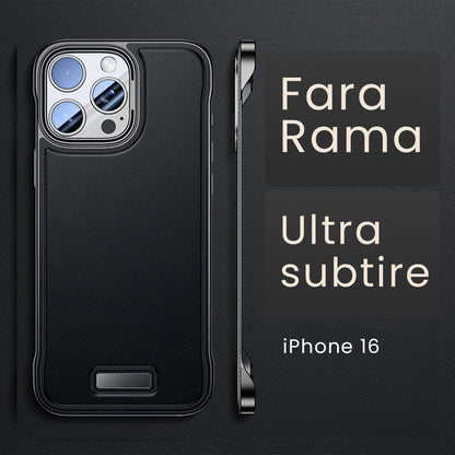 Husa pentru iPhone 16, husa de protectie pentru telefon, Klevo, Design Modern fara margini,din Piele PU,  Subtire, Negru