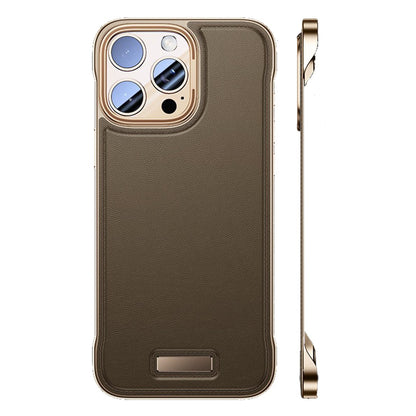 Husa pentru iPhone 16, husa de protectie pentru telefon, Klevo, Design Modern fara margini, Subtire, din Piele PU, Desert Gold
