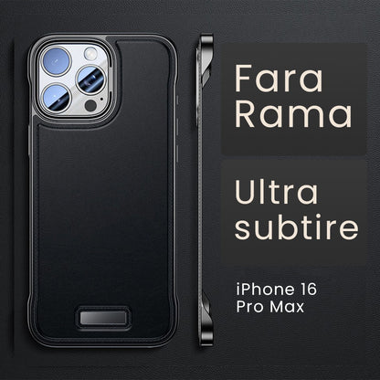 Husa pentru iPhone 16 Pro Max, husa de protectie pentru telefon, Klevo, Design Modern fara margini, din Piele PU, Subtire, Negru