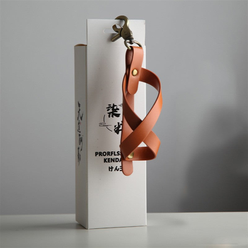 Husa pentru Kendama, Klevo, Husa de Depozitare pentru Kendama, din Piele Ecologica, Catarama cu Agatare pentru Transportare, Model Breloc 8, 12 x 6 cm, Maro deschis