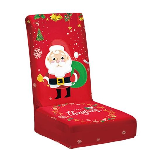 Husa pentru scaun, Klevo, Tematica Craciun, Model 4 Mos Craciun cu Sacul, Rosu
