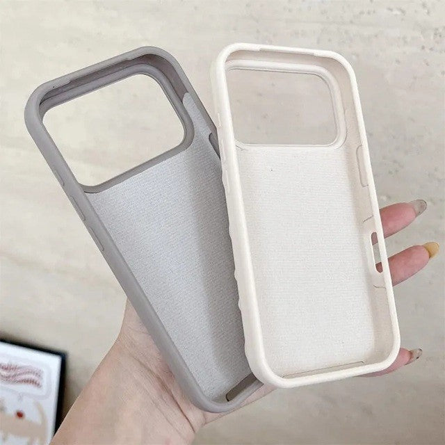 Husa cu Ventuze, Klevo, Compatibila iPhone 17 Air, din Silicon, Interior Microfibra, Crem