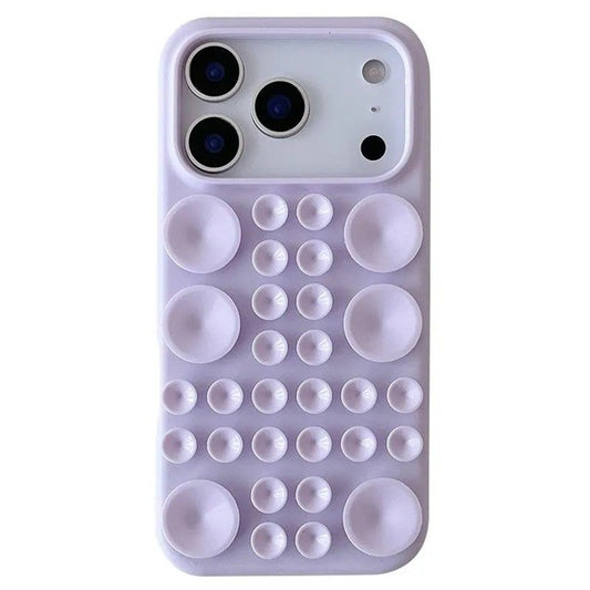 Husa cu Ventuze, Klevo, Compatibila iPhone 17 Air, din Silicon, Interior Microfibra, Mov