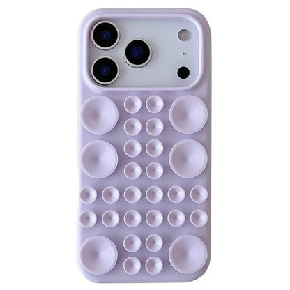 Husa cu Ventuze, Klevo, Compatibila iPhone 17 Pro, din Silicon, Interior Microfibra, Mov