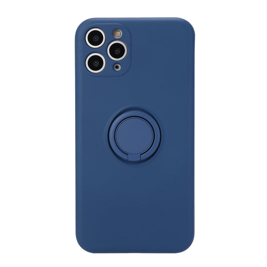 Husa protectie Klevo compatibila cu Apple iPhone 11 Liquid Silicone Ring cu suport rotativ Albastru