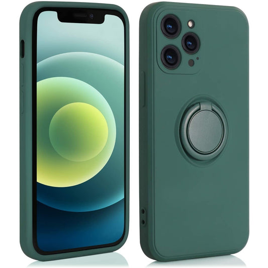 Husa protectie Klevo compatibila cu Apple iPhone 11 Liquid Silicone Ring cu suport rotativ Verde