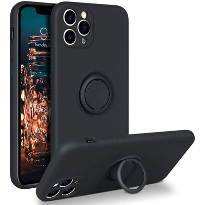 Husa protectie Klevo compatibila cu Apple iPhone 11 Pro Liquid Silicone Ring cu suport rotativ Negru