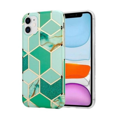 Husa protectie Klevo compatibila cu Apple iPhone 12 Mini Soft IMD TPU Marble Geometric Verde