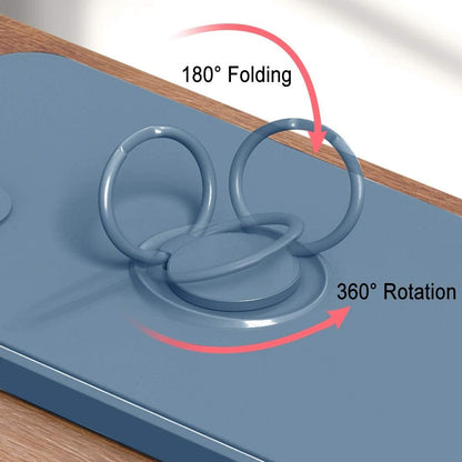 Husa protectie Klevo compatibila cu Apple iPhone 12 Pro Liquid Silicone Ring cu suport rotativ Albastru