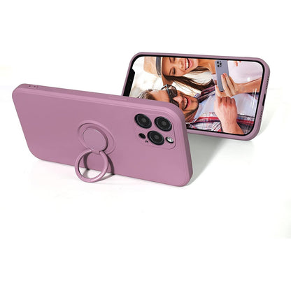 Husa protectie Klevo compatibila cu Apple iPhone 12 Pro Liquid Silicone Ring cu suport rotativ Mov