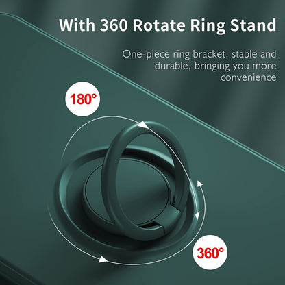 Husa protectie Klevo compatibila cu Apple iPhone 12 Pro Max Liquid Silicone Ring cu suport rotativ Verde