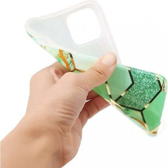 Husa protectie Klevo compatibila cu Apple iPhone 12 Pro Max Soft IMD TPU Marble Geometric Verde