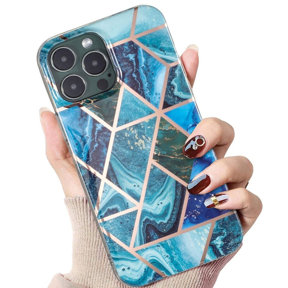 Husa protectie Klevo compatibila cu Apple iPhone 12 Pro Soft IMD TPU Marble Geometric Albastru