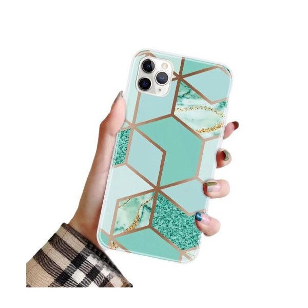 Husa protectie Klevo compatibila cu Apple iPhone 12 Pro Soft IMD TPU Marble Geometric Verde