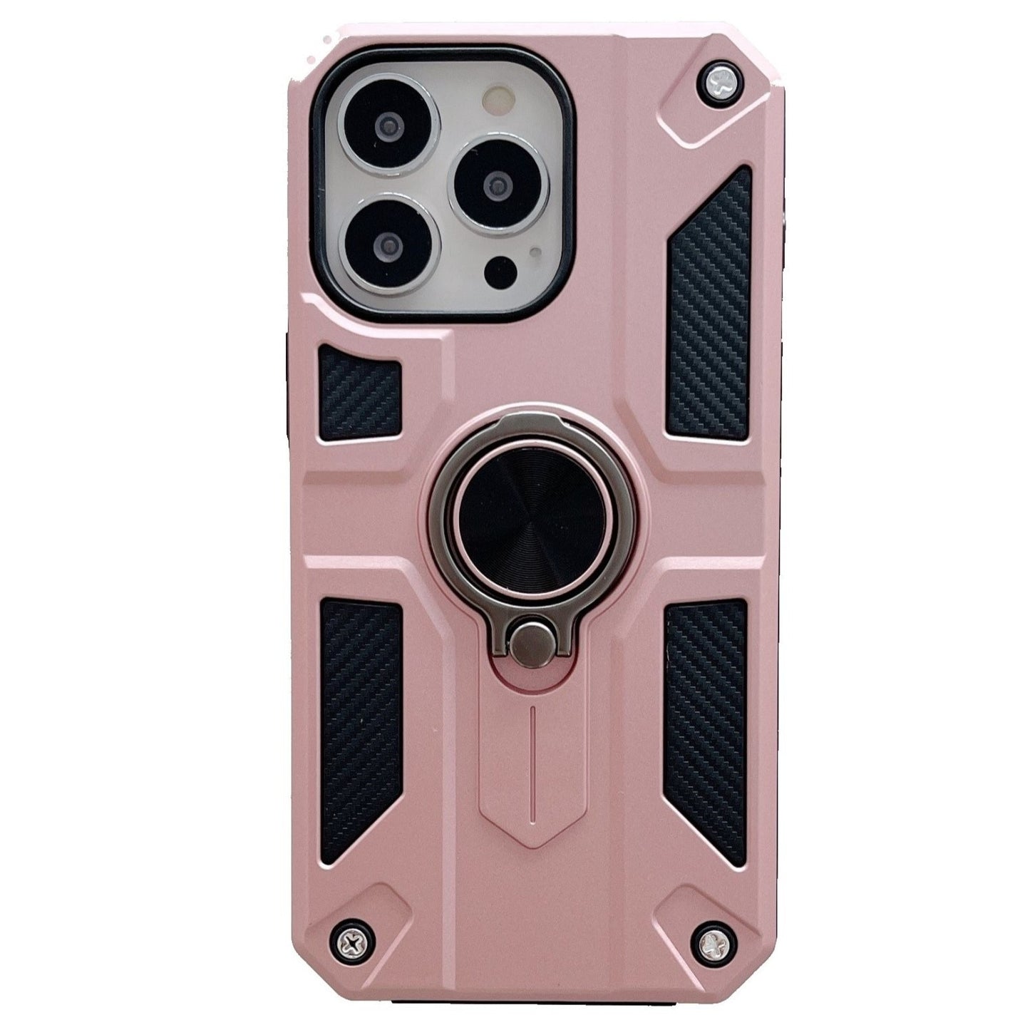 Husa protectie Klevo compatibila cu Apple iPhone 13 Defender Model 5 cu suport prindere inel,Roz Auriu