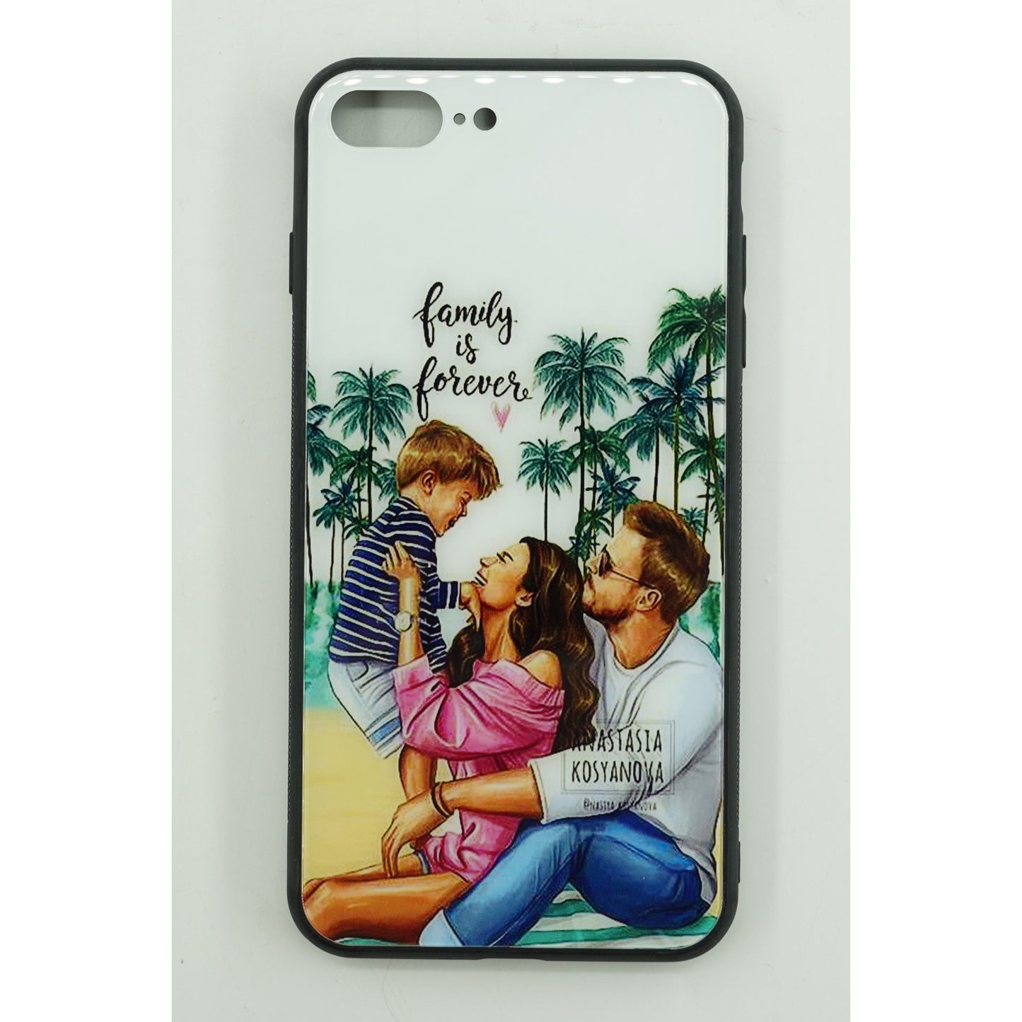 Husa protectie Klevo compatibila cu Apple iPhone 13 Glass print Family is Forever Multicolor