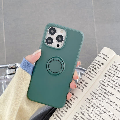 Husa protectie Klevo compatibila cu Apple iPhone 13 Liquid Silicone Ring cu suport rotativ Verde
