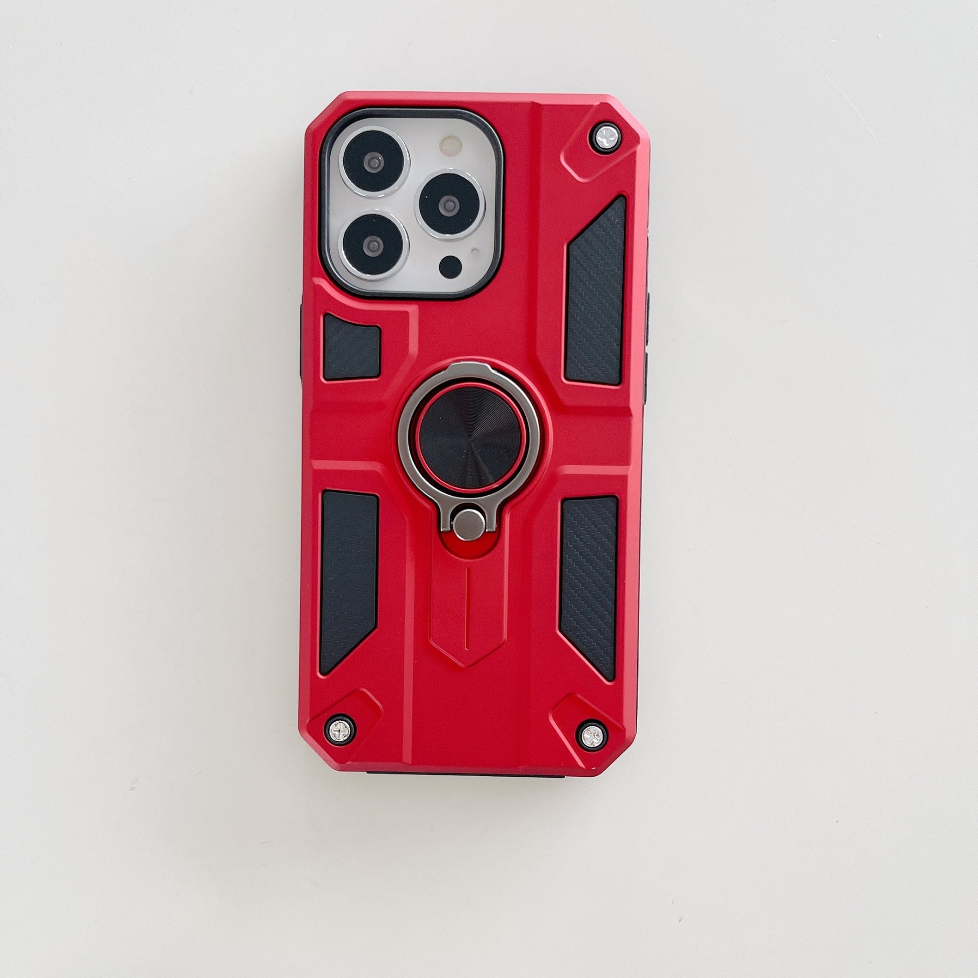 Husa protectie Klevo compatibila cu Apple iPhone 13 Mini Defender Model 5 cu suport prindere inel,Rosu