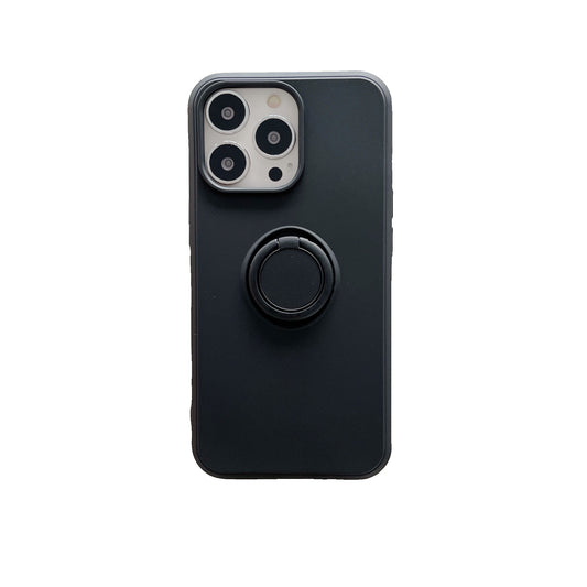 Husa protectie Klevo compatibila cu Apple iPhone 13 Mini Liquid Silicone Ring cu suport rotativ Negru