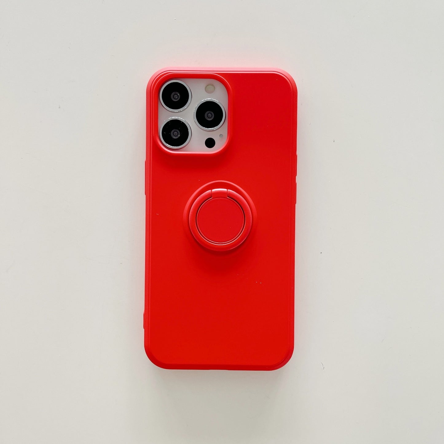 Husa protectie Klevo compatibila cu Apple iPhone 13 Mini Liquid Silicone Ring cu suport rotativ Rosu