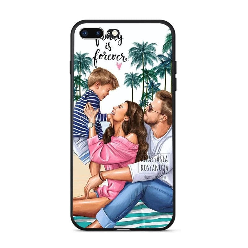 Husa protectie Klevo compatibila cu Apple iPhone 13 Pro Glass print Family is Forever Multicolor