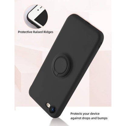 Husa protectie Klevo compatibila cu Apple iPhone 7/8/SE 2020 Liquid Silicone Ring cu suport rotativ Negru