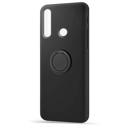Husa protectie Klevo compatibila cu Huawei P30 Lite Liquid Silicone Ring cu suport rotativ Negru
