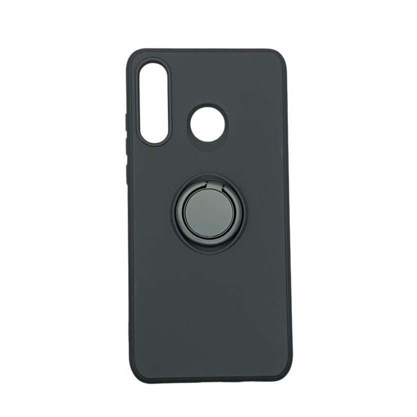 Husa protectie Klevo compatibila cu Huawei P30 Lite Liquid Silicone Ring cu suport rotativ Negru