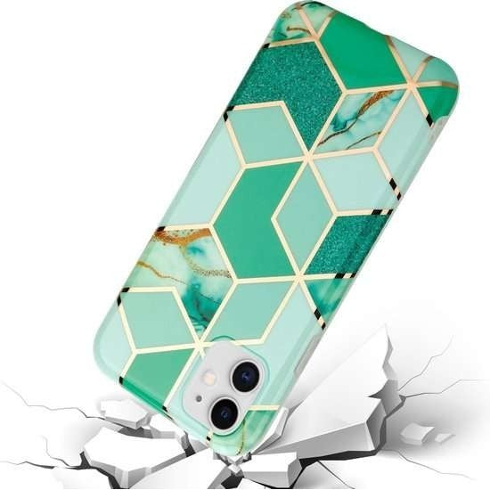 Husa protectie Klevo compatibila cu Huawei P30 Lite Soft IMD TPU Marble Geometric Verde