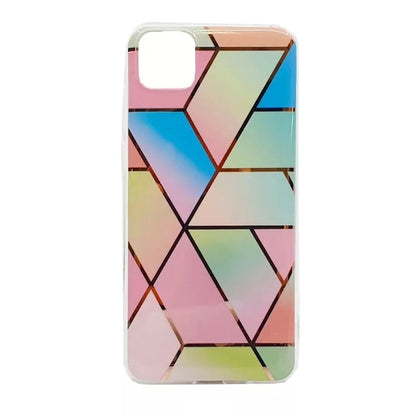 Husa protectie Klevo compatibila cu Huawei P40 Lite 5G / Nova 7 SE E Soft IMD TPU Marble Geometric Roz