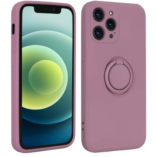 Husa protectie Klevo compatibila cu Huawei P40 Lite E Liquid Silicone Ring cu suport rotativ Mov