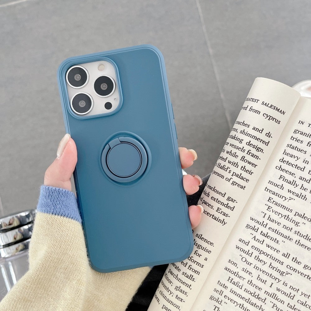 Husa protectie Klevo compatibila cu Samsung A20E Liquid Silicone Ring cu suport rotativ Albastru