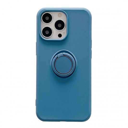 Husa protectie Klevo compatibila cu Samsung A20E Liquid Silicone Ring cu suport rotativ Albastru