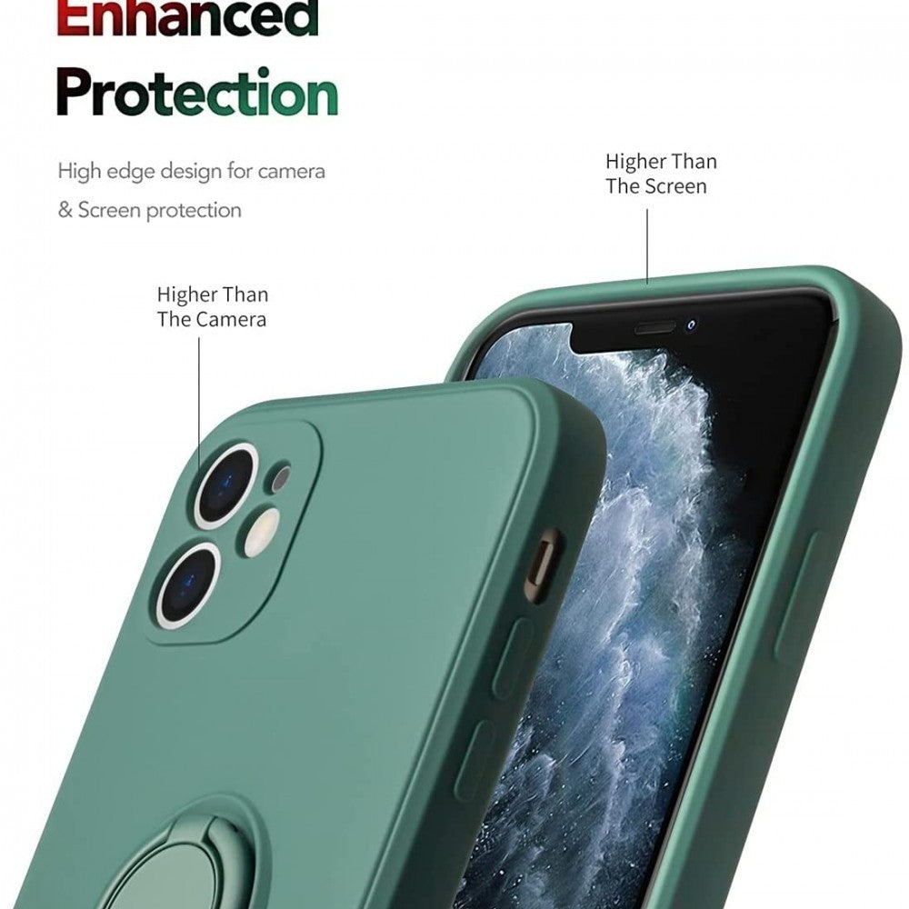 Husa protectie Klevo compatibila cu Samsung A21S Liquid Silicone Ring cu suport rotativ Verde