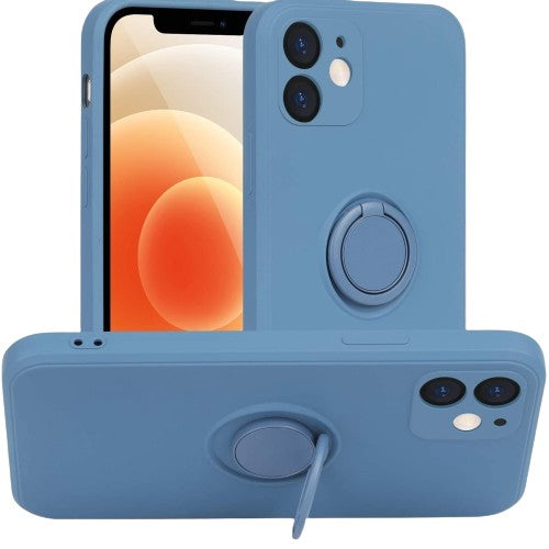 Husa protectie Klevo compatibila cu Samsung A32 4G Liquid Silicone Ring cu suport rotativ Albastru deschis