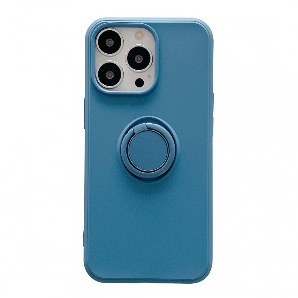 Husa protectie Klevo compatibila cu Samsung A32 4G Liquid Silicone Ring cu suport rotativ Albastru