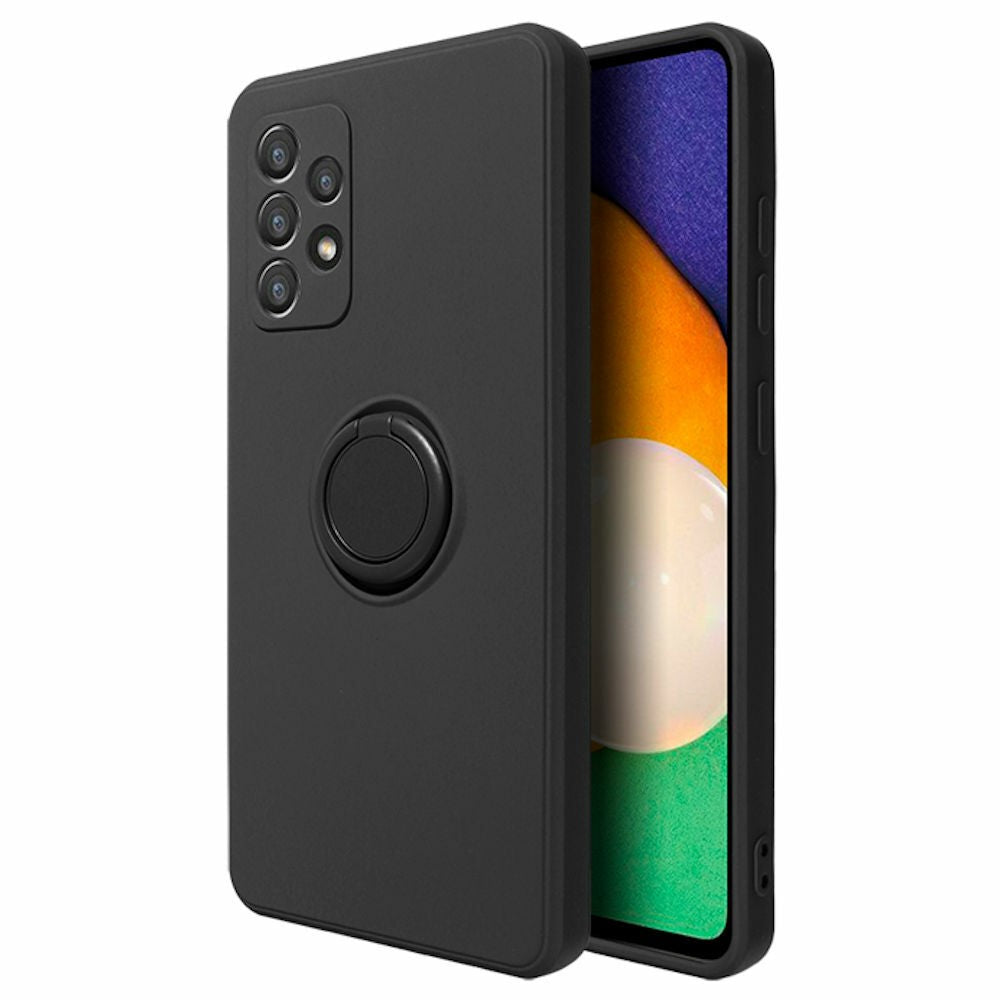 Husa protectie Klevo compatibila cu Samsung Galaxy A32 5G Liquid Silicone Ring cu suport rotativ Negru
