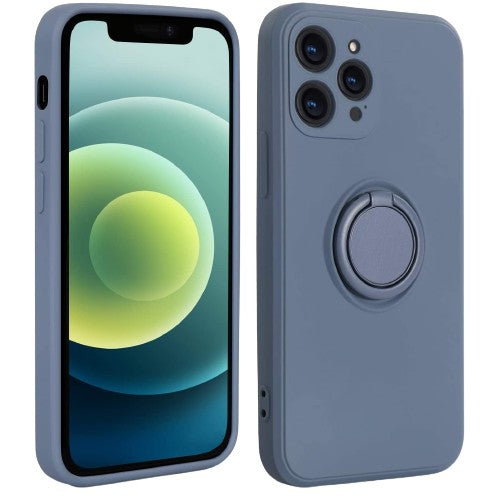 Husa protectie Klevo compatibila cu Samsung Galaxy A71 Liquid Silicone Ring cu suport rotativ Albastru deschis