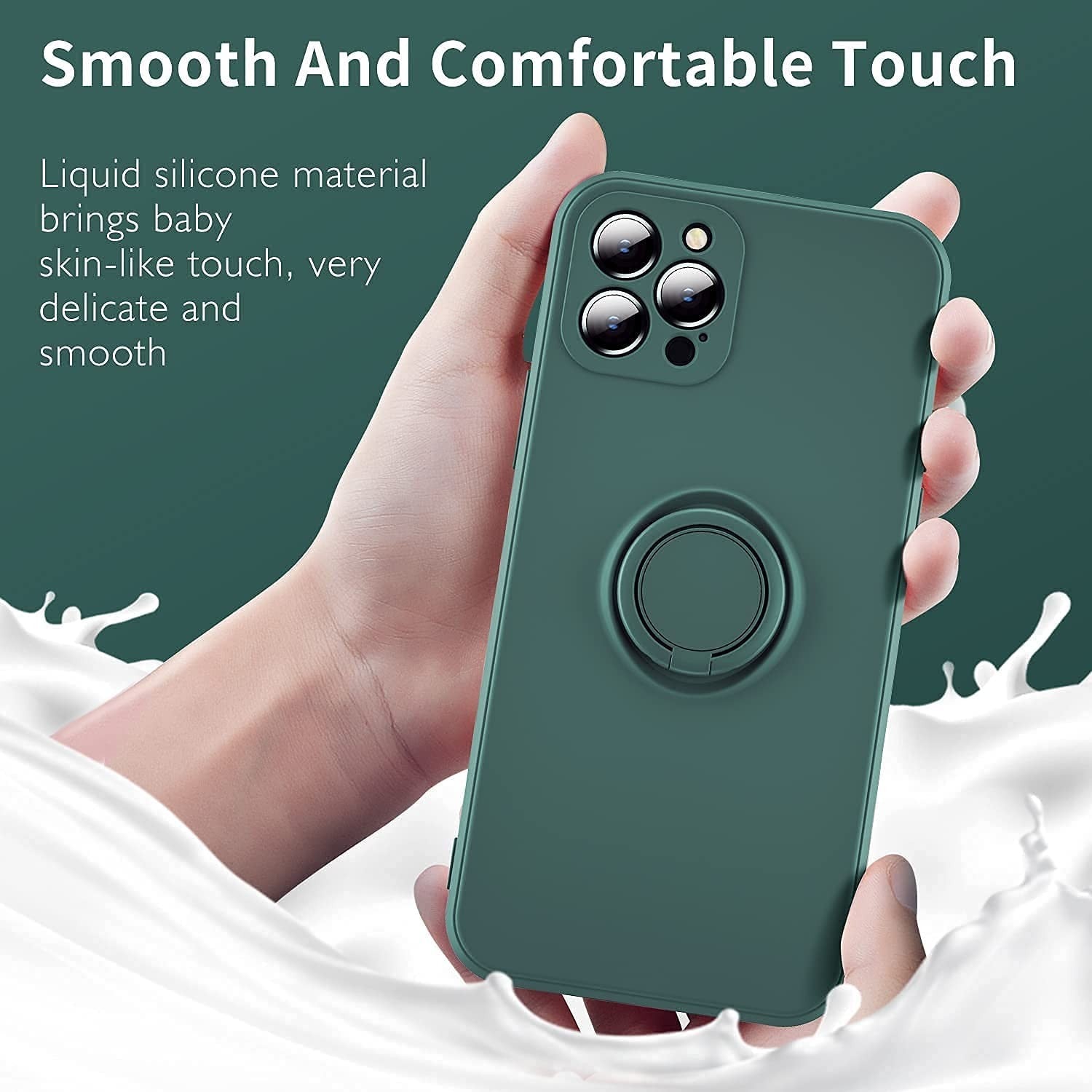 Husa protectie Klevo compatibila cu Samsung Galaxy A71 Liquid Silicone Ring cu suport rotativ Verde